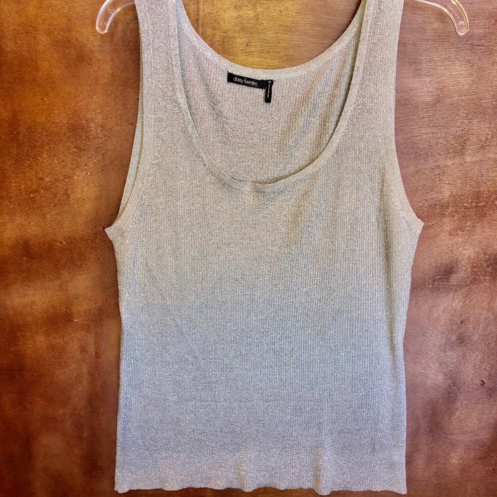 Metallic silver tank top